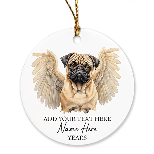 Miniatura 7 de Adorno de bulldog inglés, adorno conmemorativo personalizado para mascotas, regalo de pérdida de perro, adorno de Navidad de alas de ángel de