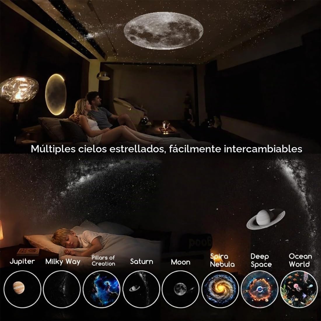 2-in-1 Galaxy Projector Night Light, Portable Galaxy Starry Sky Projector Lamp Night Light with HD Films, USB LED Starry Sky Night Light Projector, for Car and Bedroom Decoration (24-image)