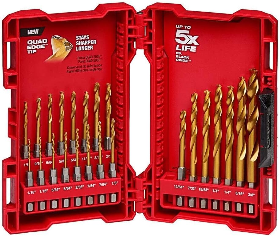 ignoramus 48-89-4631 Suitable for Milwaukee Shockwave Impact Duty Red Helix Titanium Drill Bit Set 23Pc
