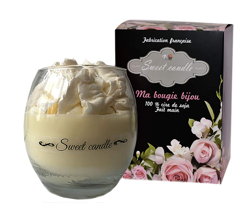 Bougie parfumée senteur vanille épicée et bijou collier acier argenté