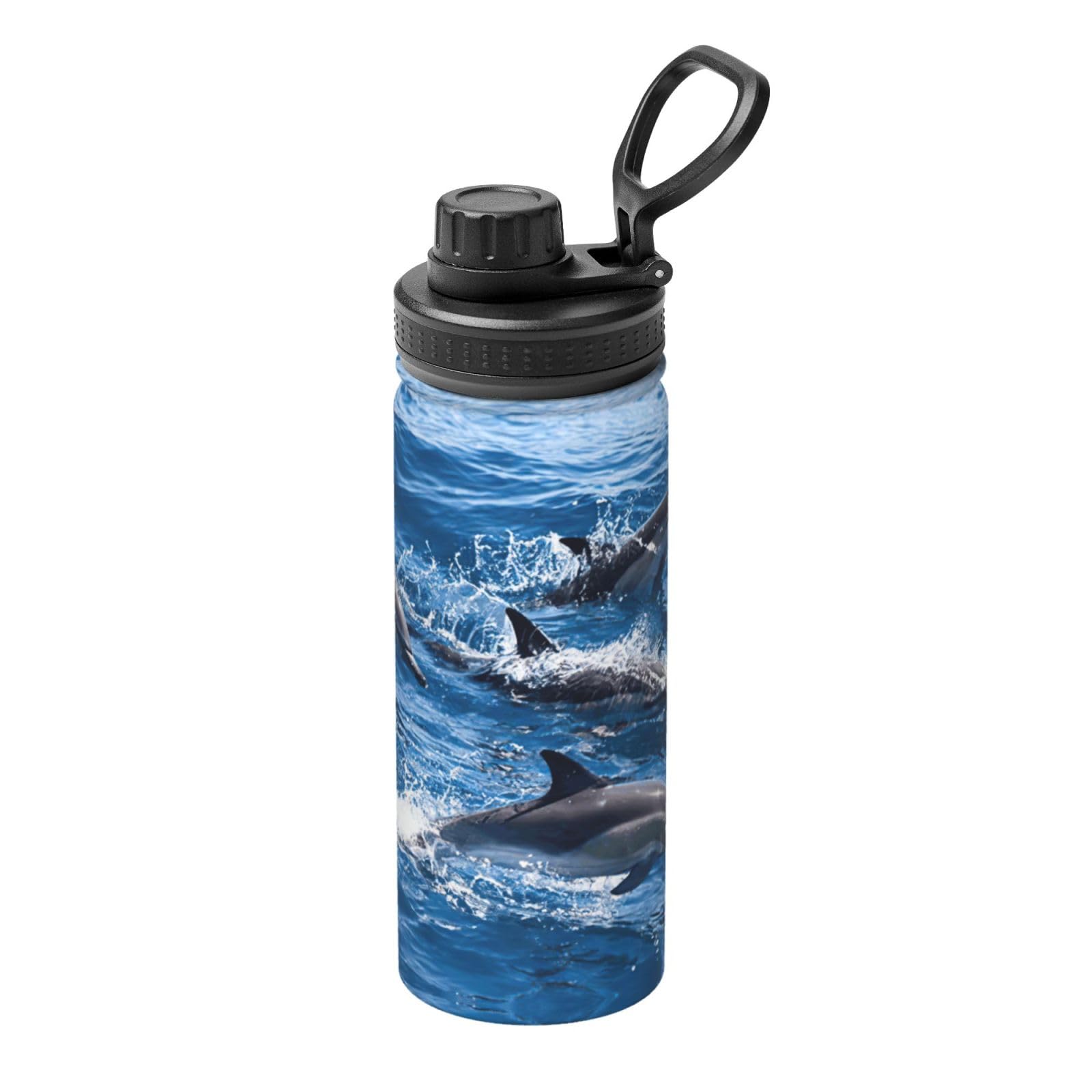 Bouteille d'eau de sport en acier inoxydable gourde dauphin mer camping