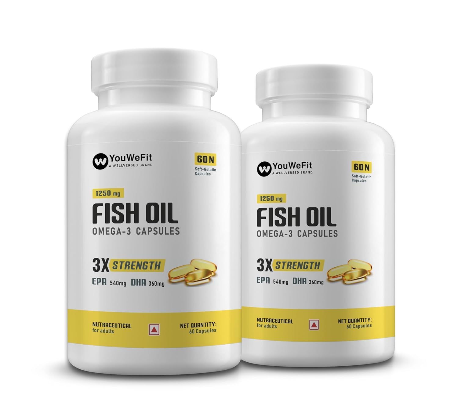 YouWeFit Omega-3 Fish Oil (2X60 Capsules)| 1250mg Triple Strength Fish Oil Capsules (540mg EPA & 360mg DHA) | No Fishy Burps | For Joint & Heart Health (B0DBVRBFK8) Amazon Price History, Amazon Price Tracker