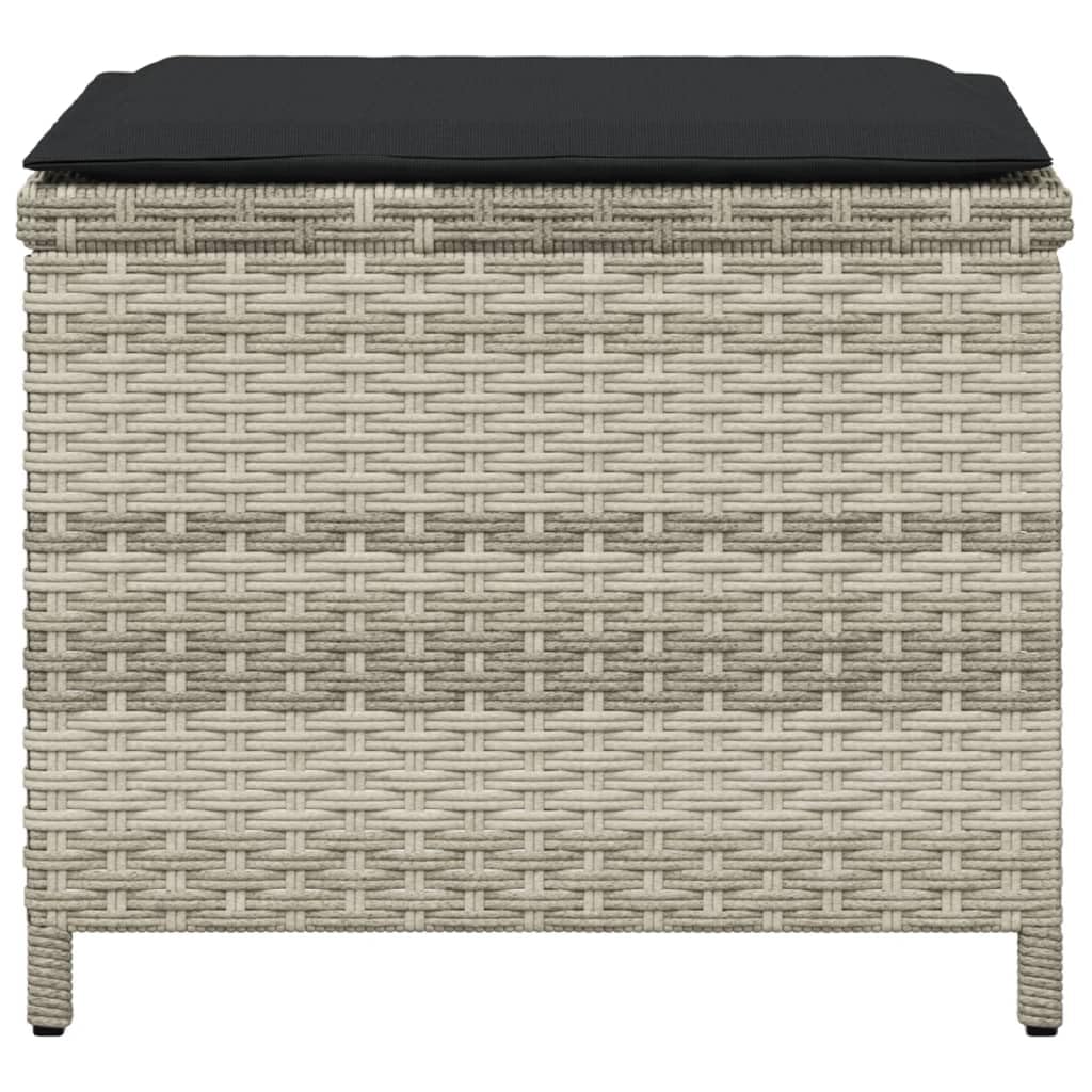 Tidyard Tabourets de Jardin Coussins Lot de 4 Gris Clair résine tressée, Tabouret pour Salon de Jardin Exterieur, Repose-Pied Siège de Jardin, Pouf pour Patio, Terrasse, Balcon Camping, Extérieur