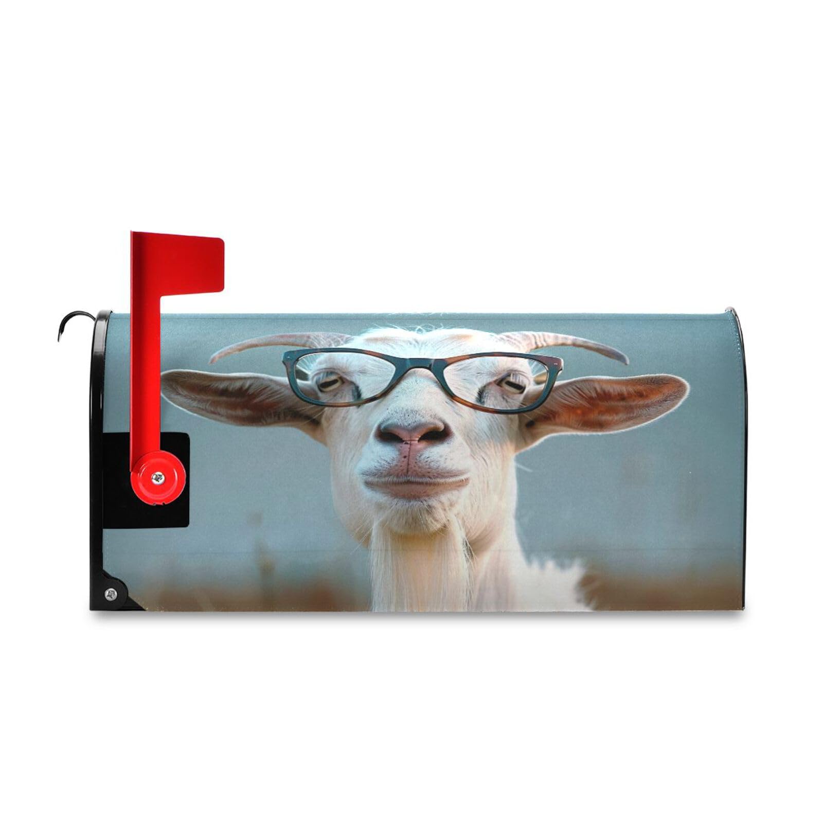 Wassud Funny Goat Mailbox Cover Magnetic Mailbox for Garden Home Post Letter Box Cover Decorations Standard Size 18