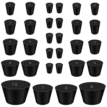 smseace 30pcs 000#-10# Black Solid Rubber Stopper 13 Sizes Tapered Shaped Stoppers Plug for Sealing Sewer Pipes,Chemical Test Tubes D-048-13S