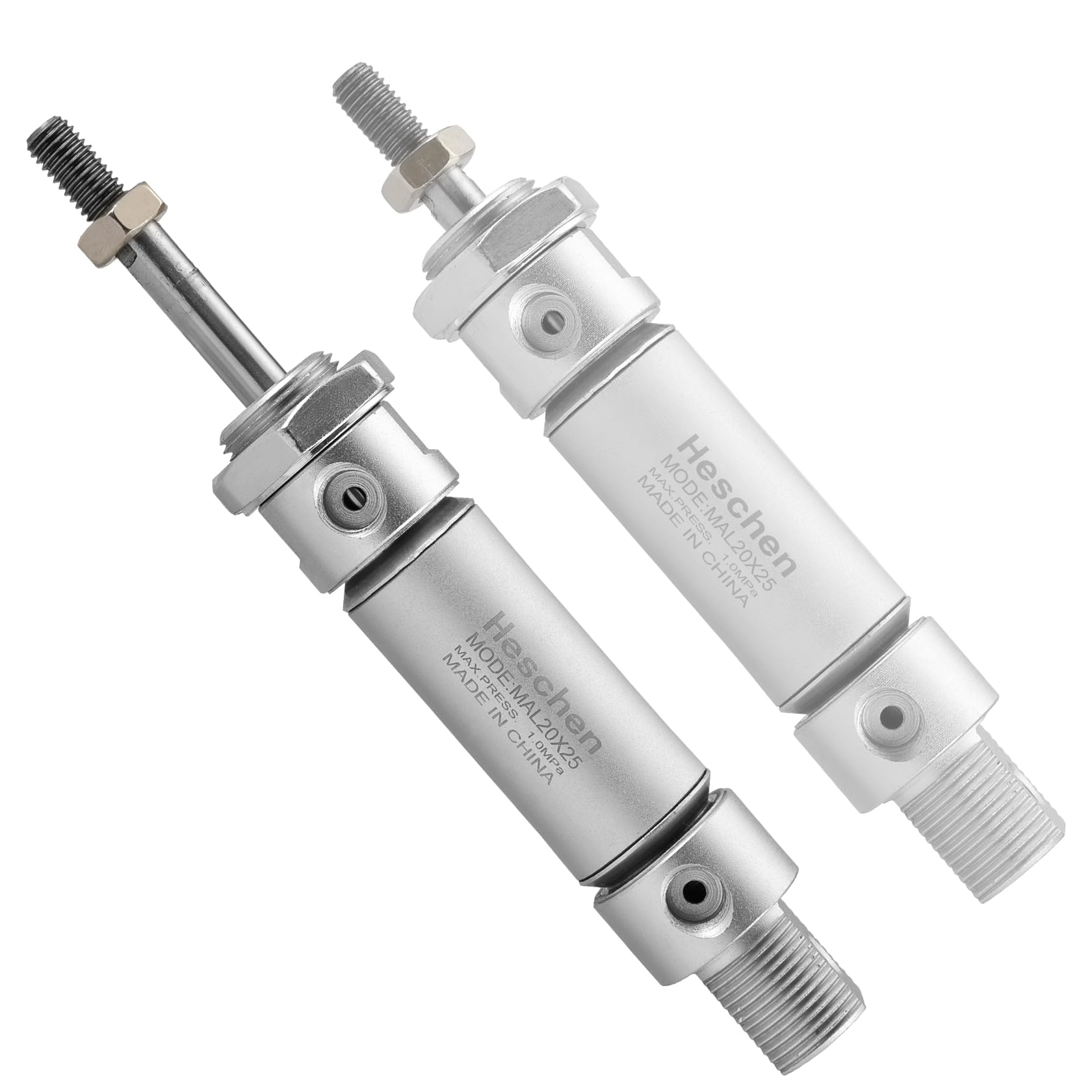 Cilindro Pneumatico Heschen MAL 20-25 - Alesaggio 20mm, Corsa 25mm, Doppio Effetto