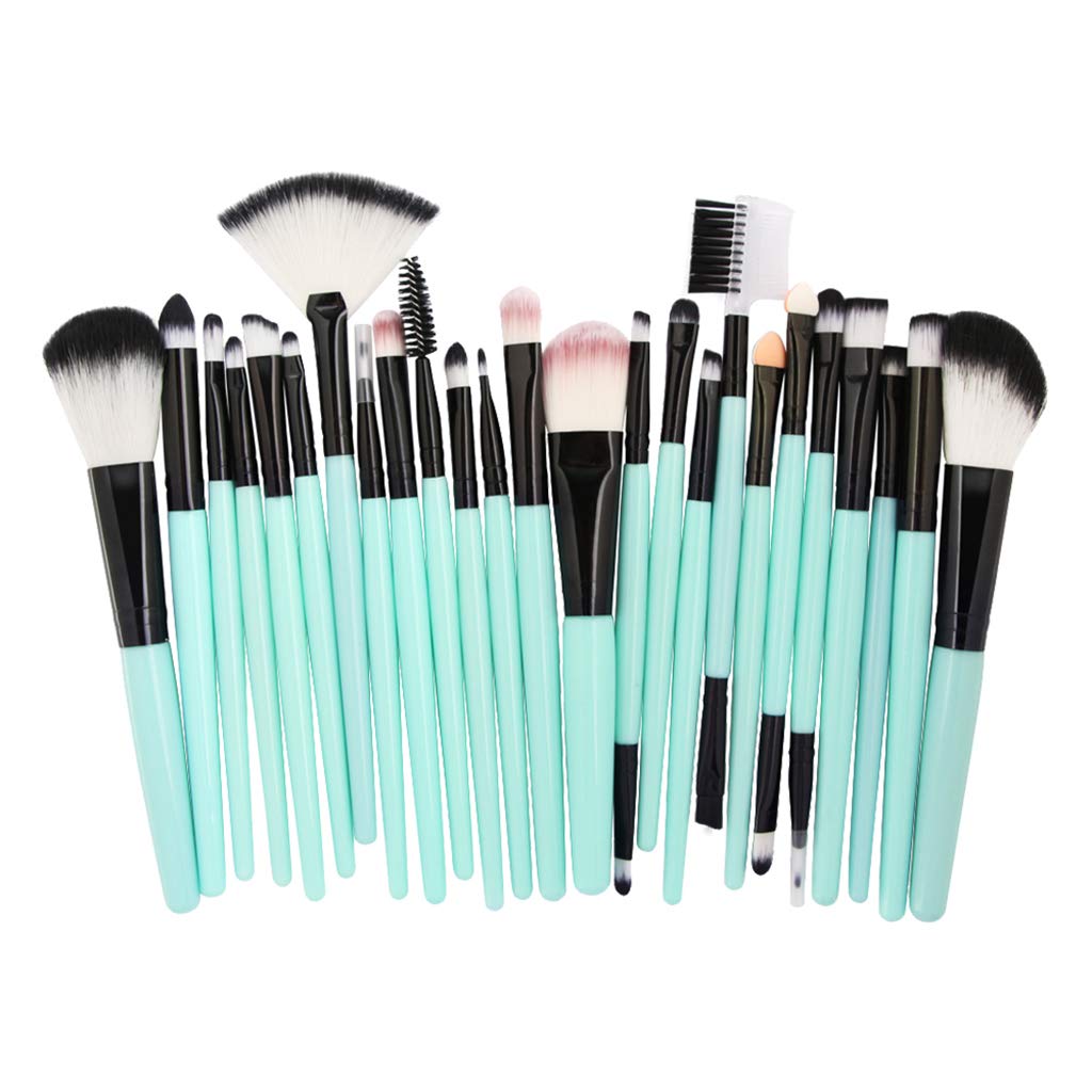 Set di 5 pennelli da trucco da 25 pezzi, per fondotinta, cipria, correttore, miscelazione, verde, nero