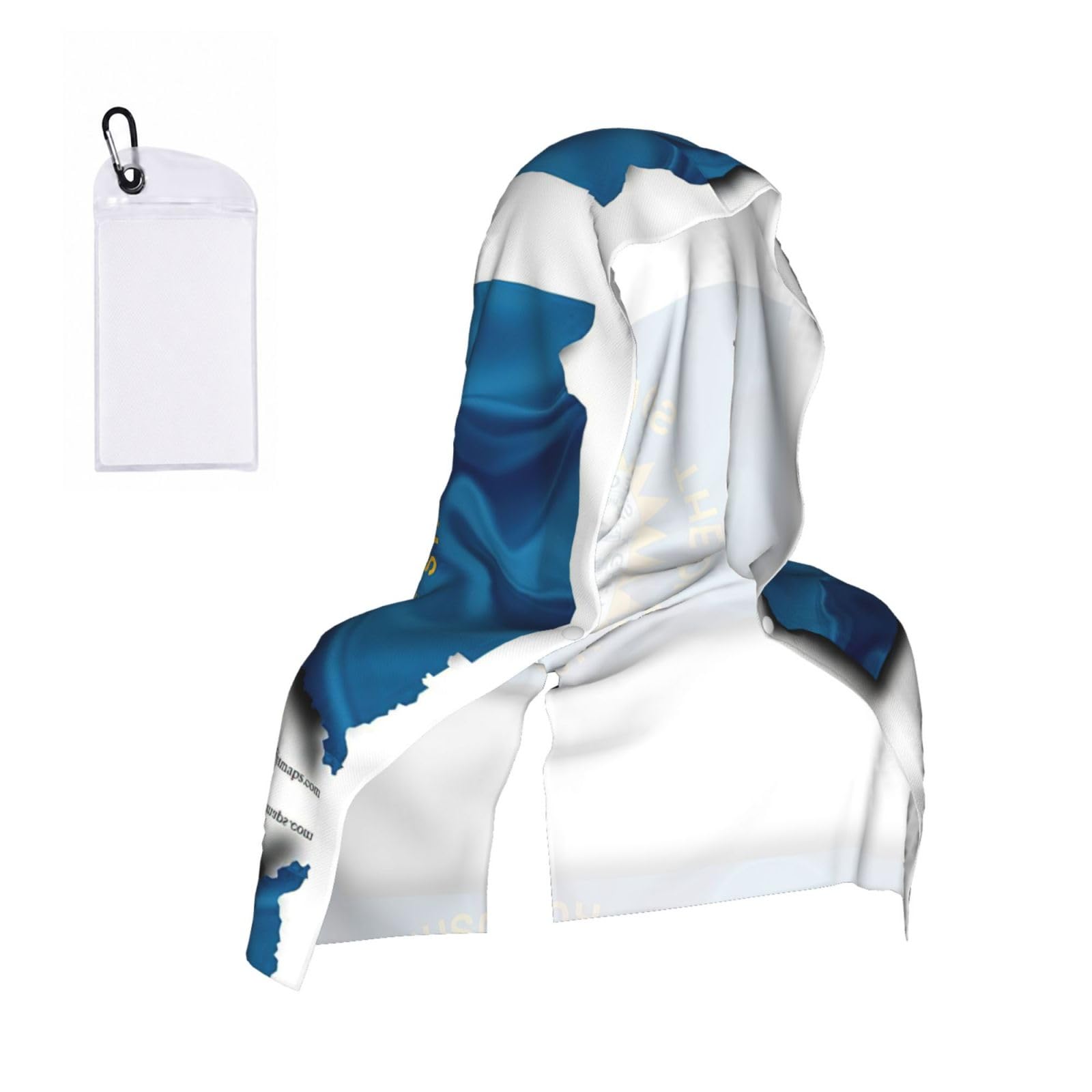 DUWAA South Dakota Flag Map Print Cooling Hooded Sports Towel, 30×60cm Quick Drying Summer Cool Head Wrap For Neck And Face