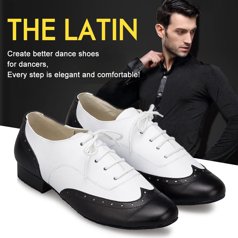 SWDZM Scarpe da Ballo Latino Americano Uomo per Salsa Tango Jazz Partito di Danza Scarpe Tacco Basso,L147,Nero,Ante,43 EU