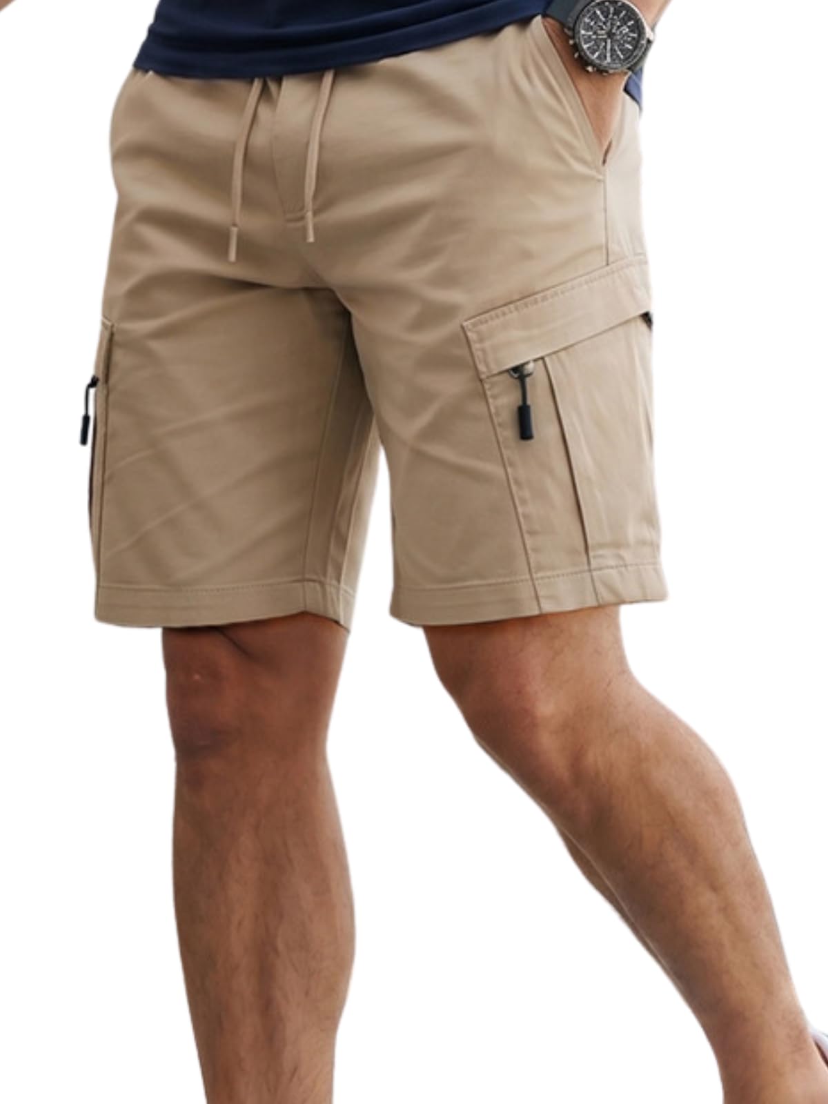 veirdo Men Twill Woven Cargo Shorts | Drawstring Waist Multi Pocket Design Adjustable Fit Comfortable (S to 2XL)-picture-28
