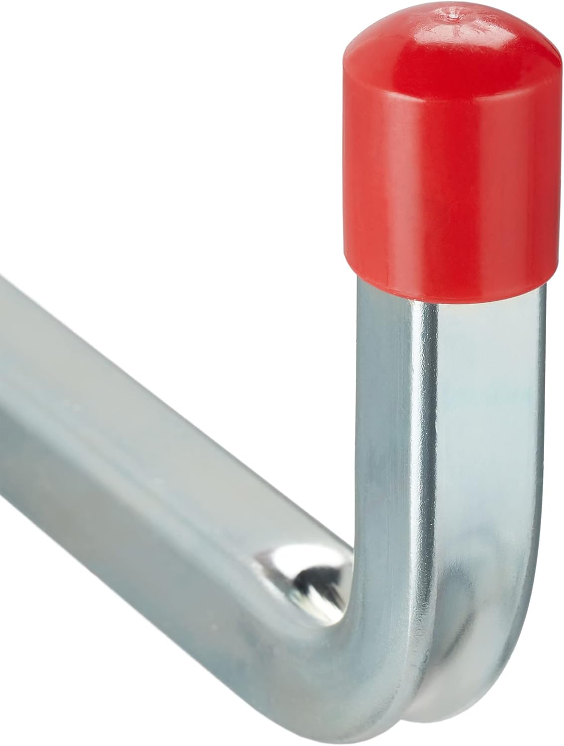 Relaxdays Wall Hooks Set of 4 up to 40 kg, Steel, Universal Hooks for Garage, Workshop, Basement, Heavy Duty Hooks, Silver/Red