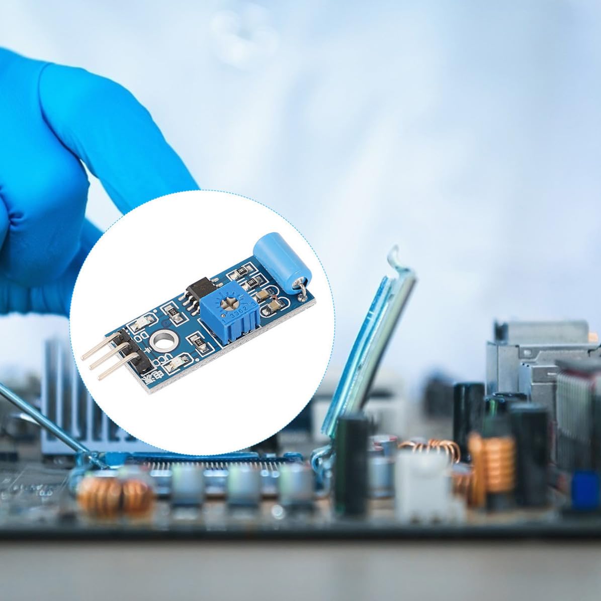 10pcs Normally Closed Type Vibration Sensor Module with Alarm Triggering and Digital Output for Theft Alarm and Intelligent Car Applications, Plastic Material Blue Color
