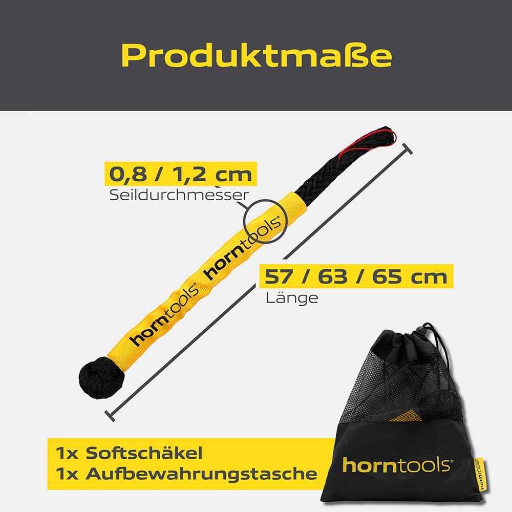 Horntools Softschäkel mit Aufscherschutz, mit robustem Schutzschlauch, Seildurchmesser 12 mm, Recovery Seil, Schäkel, für Offroad, Abschleppseil, leichte Karabiner-Schlinge (14 Tonnen WLL/Nutzlast)
