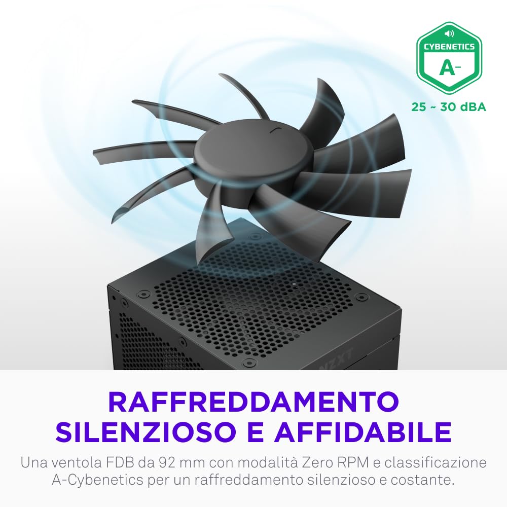 NZXT C850 SFX Gold - Alimentatore SFX ATX 3.1 da 850 W - 80 Plus Gold - Cybenetics Platinum - Completamente modulare - PCIe 5.1 600 W 12 V-2x6 - Condensatori giapponesi - Nero