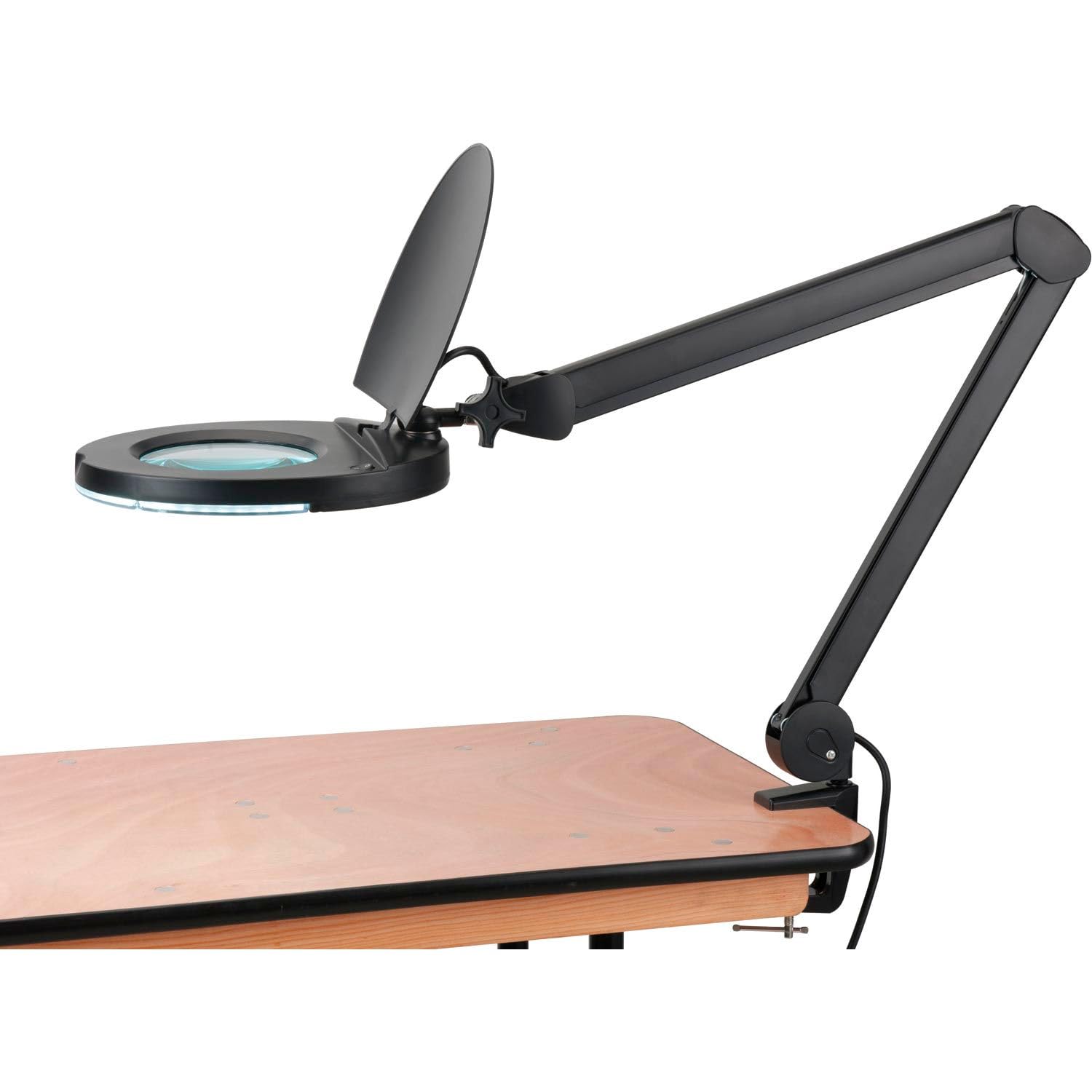 5 Diopter (2.25X) LED Magnifying Lamp With Clamp - 5-inch Glass Lens And Flip Cover - View #13