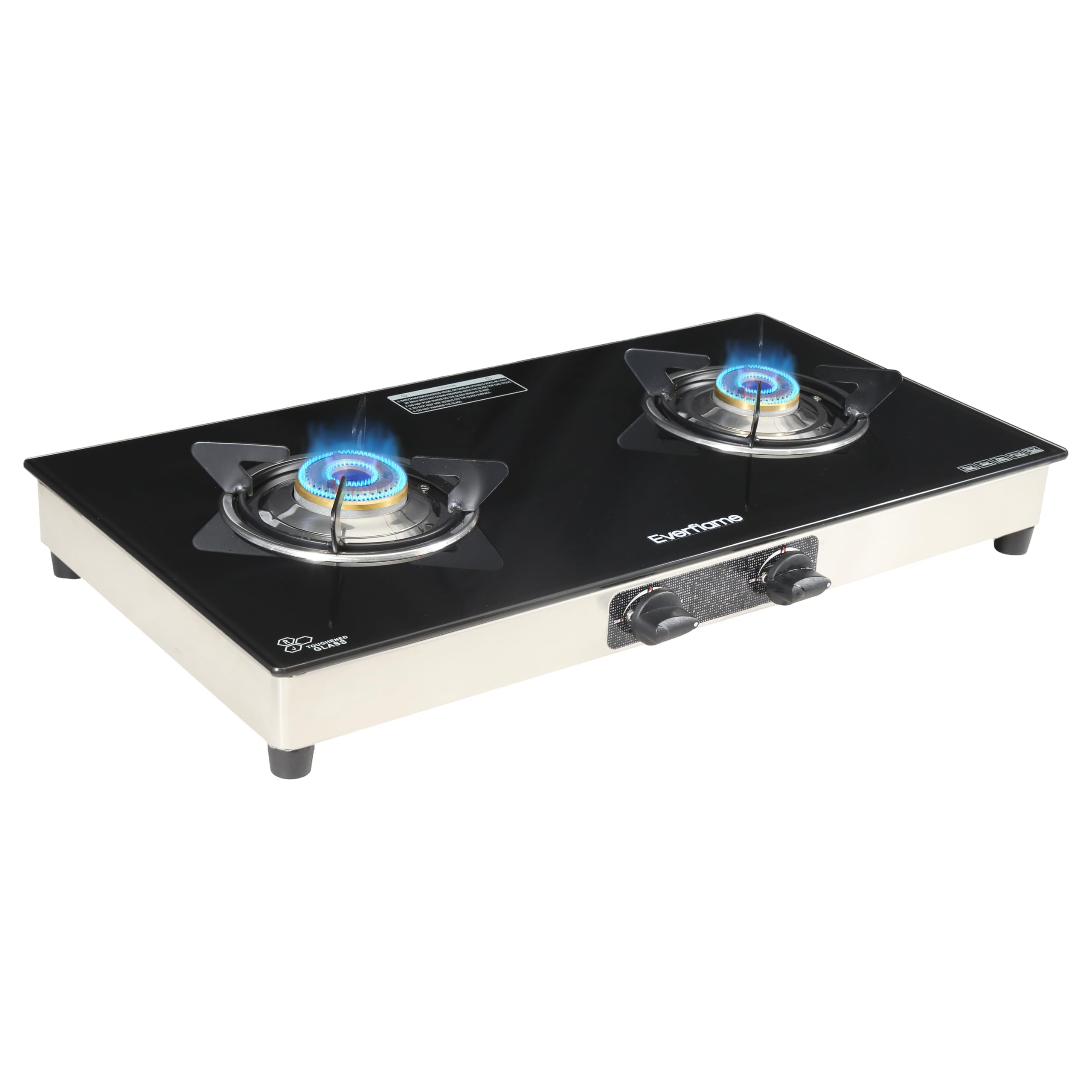Everflame Elite 2 Burner Gas Stove | Toughened Glass Cooktop | 5G Forged Brass Burner (Gas Saver) | ISI Approved | 2 Years Product Warranty + Free Doorstep Service Across Pan India