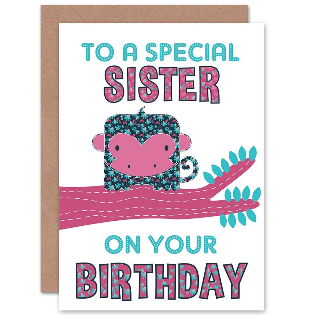 Wee Blue Coo CARD BIRTHDAY HAPPY SISTER SPECIAL MONKEY TREE GIFT