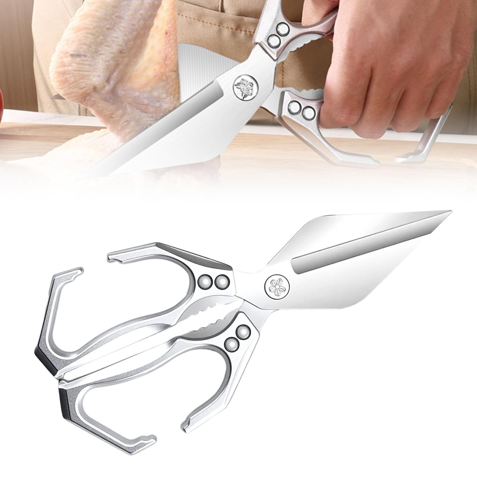 Ciseaux de Cuisine avec Manche Ergonomique pour Volaille Viande Légumes