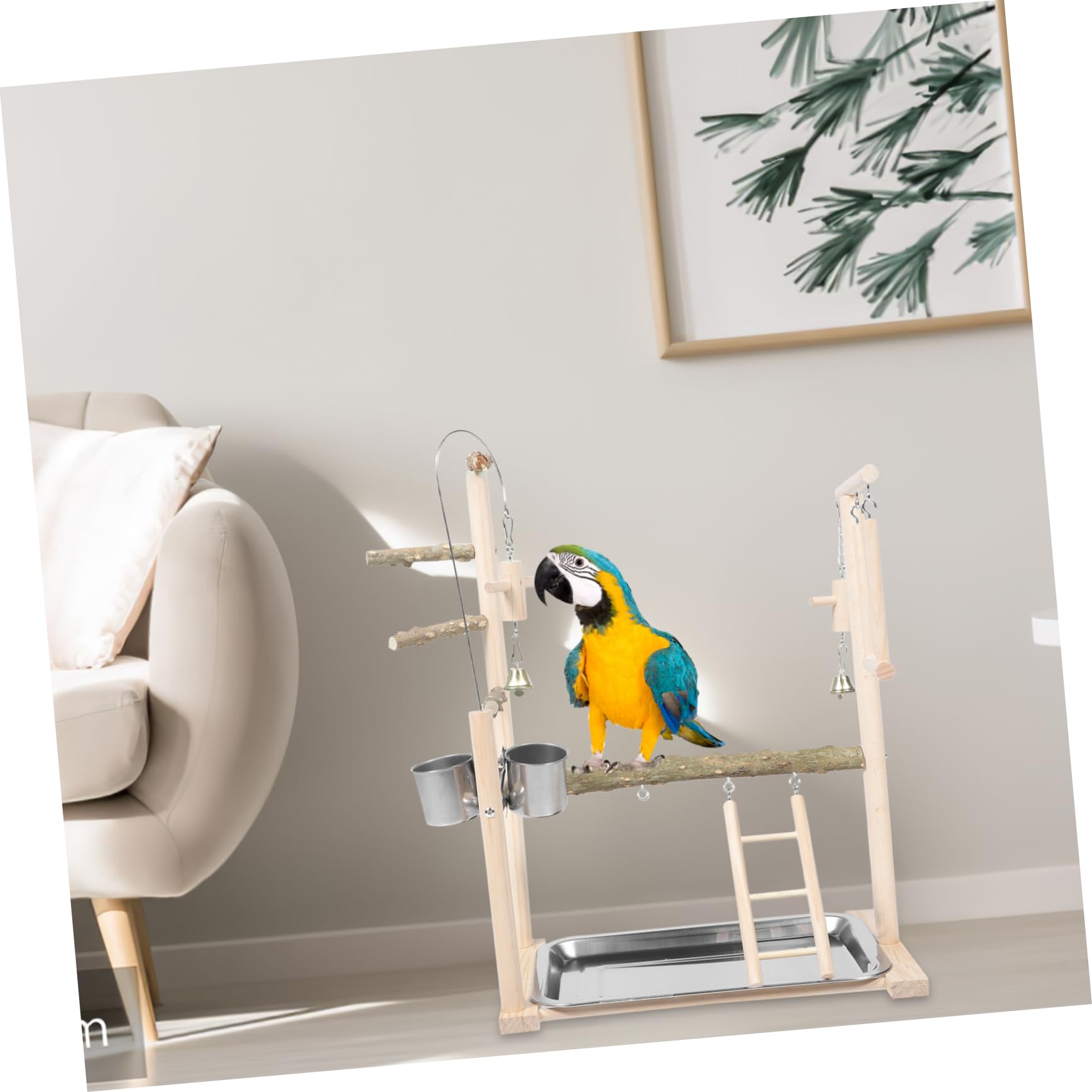 Juguetes para Loros Percha Columpio Escalera de Madera para Pájaros Ejercicio y Entretenimiento en Jaula