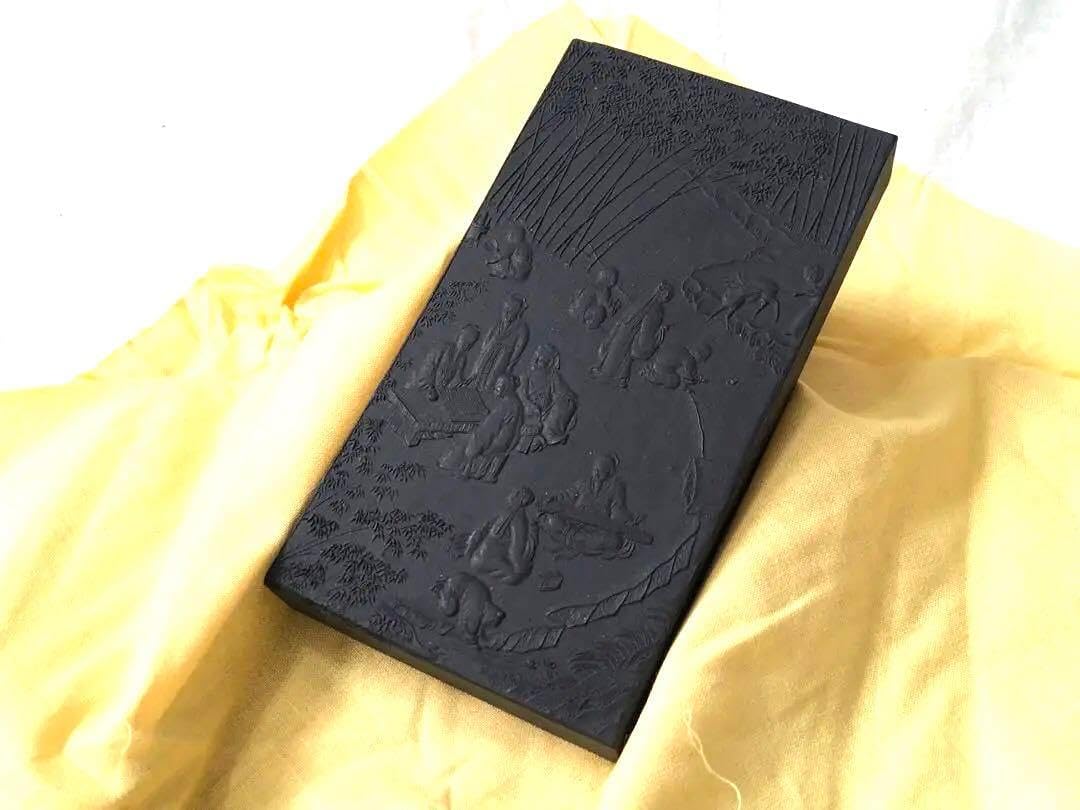 古梅園 書道墨 竹林七賢 漆墨 極上油煙墨 12丁型185g