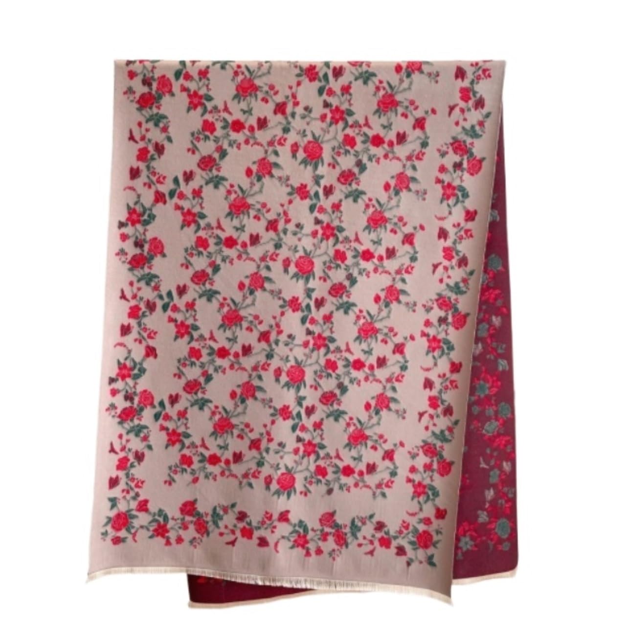 Chal Estolas Bufanda Chal Fular Mujer Imitación Cachemira Tacto Suave Bufanda Cálida Invierno Estampado Floral Mantón Chal Bufanda Estolas(Pink)