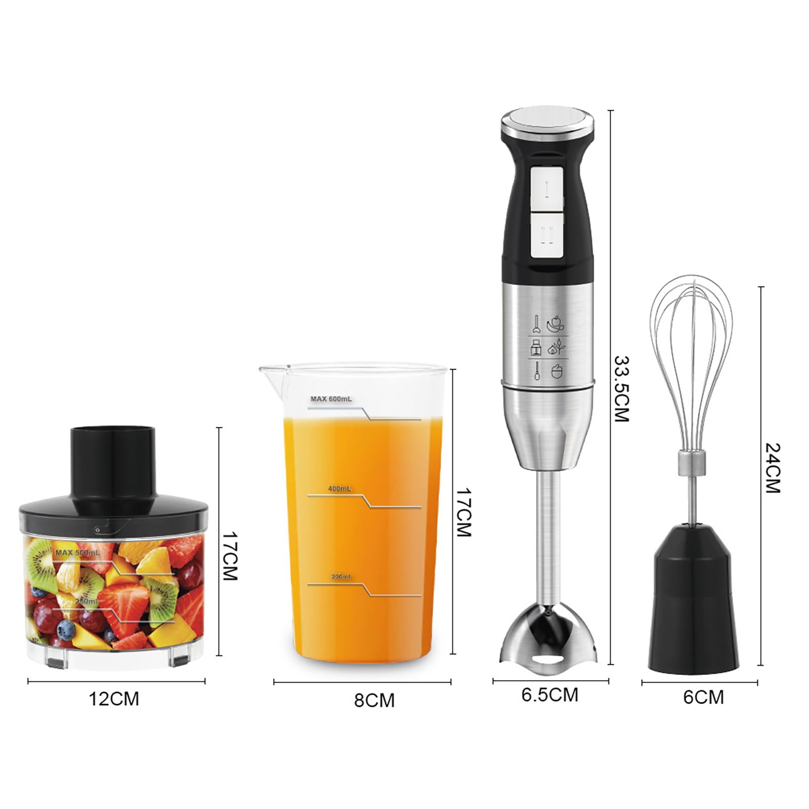 Ręczny Blender Ręczny Z Przewodem, Mikser Ręczny Z Trzepaczką I Dzbankiem Do Blendowania, Mocny Silnik I Regulowana Prędkość, Łatwy Do Czyszczenia, Do Zup, Koktajli, Przecierów, Soków