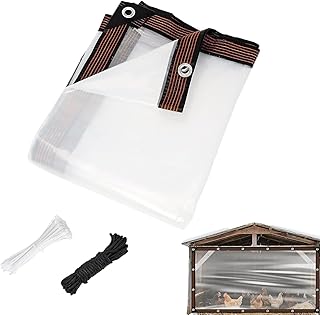 Bâche Transparente - Robuste 4x6m | Housse de poulailler avec protection imperméable, résistante aux UV, indéchirable, utilisation en extérieur | Couverture de bâche - Serre de jardin polyvalente, cam