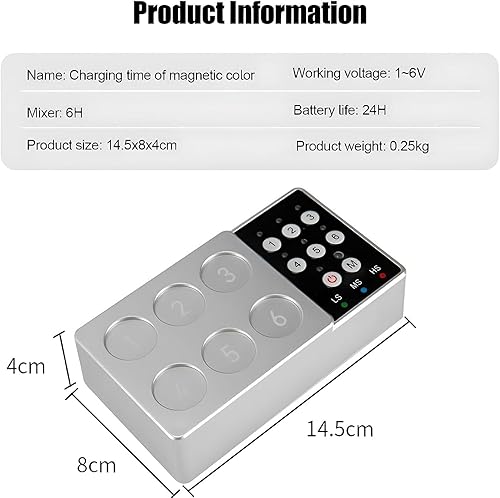 Vista 5 de Ink Mixer, Magnetic Pigment Stirrer, with Color Cup, Can Mix 6 Cups at a Time, 3 Levels of Intensity Adjustment, Can Be Stirred Independently, Mix