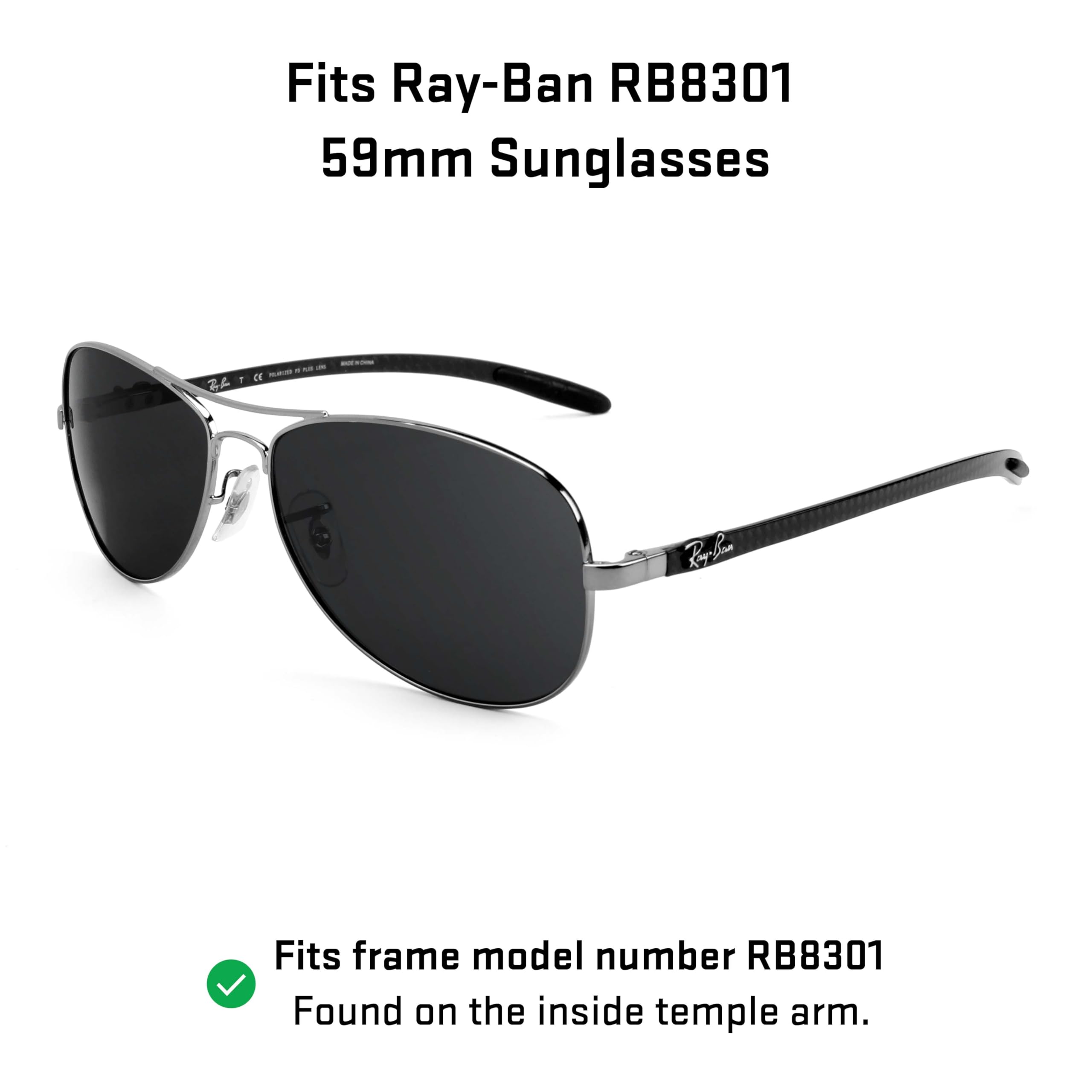Revant Replacement Lenses Compatible With Ray-Ban RB8301 59mm, Polarized, Stealth Black
