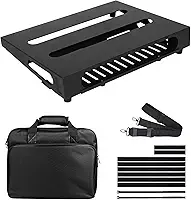 Placa de pedal de guitarra de 35,56 cm x 27 cm com bandeja de alimentação, bolsa de transporte e fitas de montagem incluídas (preto, SPB-14S)