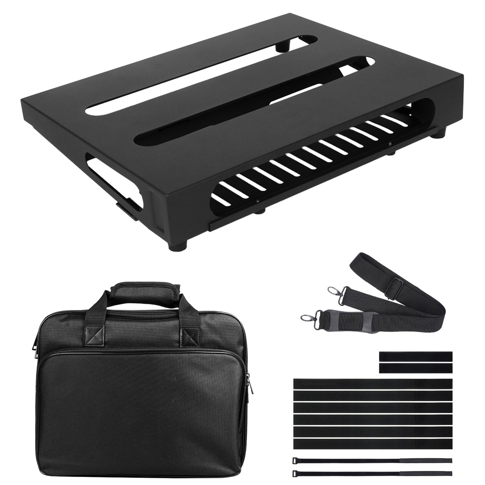 35,6 x 26,9 cm Gitarren-Pedalboard mit Netzteilablage, Tragetasche und Montagebändern im Lieferumfang enthalten (Schwarz, SPB-14S)