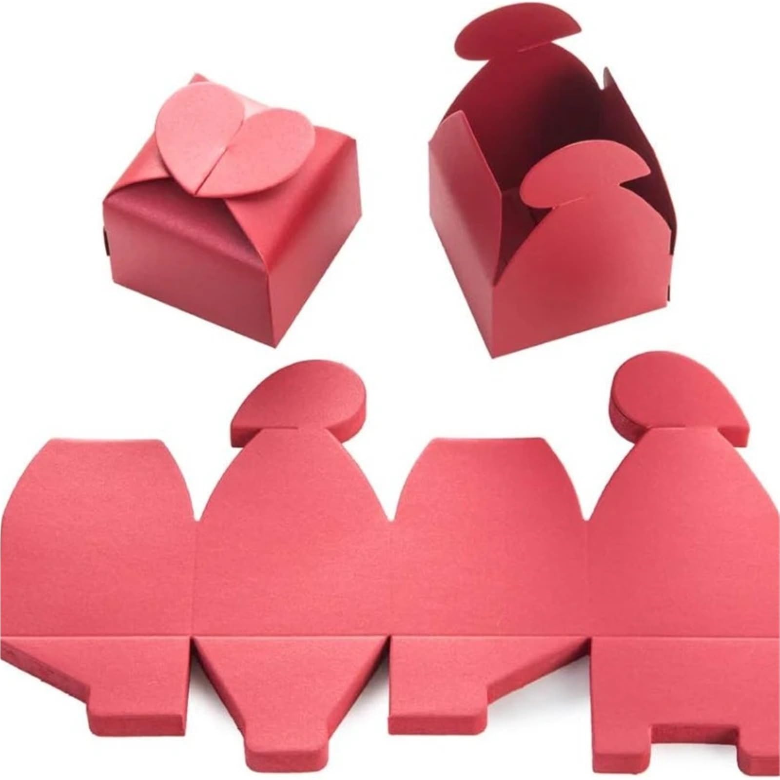 50PCS Heart-shaped Wedding Candy Box Creative Solid Color Decoration Gifts Boxes Cute Party per Feste e Vacanze(Khaki)