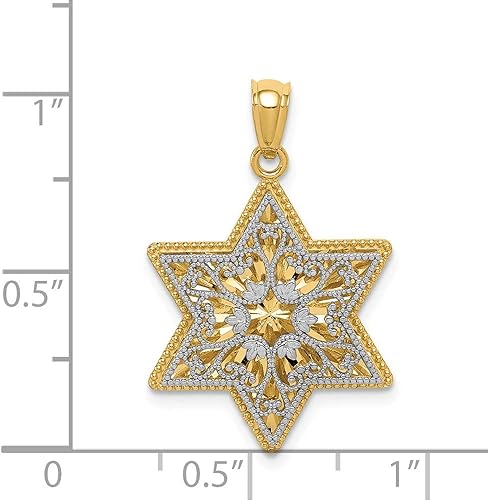 Miniatura 4 de Colgante de estrella de David de filigrana reversible pulido oro de dos tonos blanco y amarillo sólido de 14 quilates, Titanio