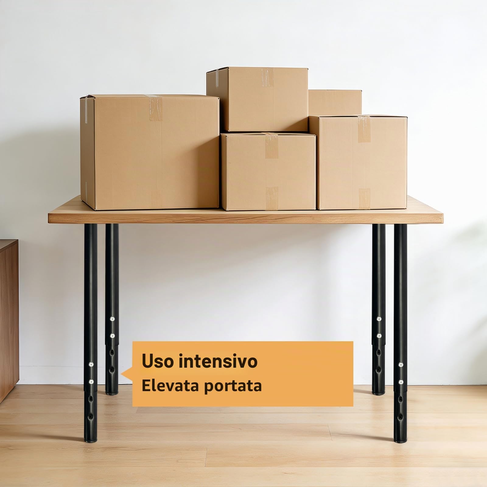 QLLY Gamba da tavolo regolabile in metallo, 60-100 cm, gamba per l'home office, set di gambe per mobili (1, nero)