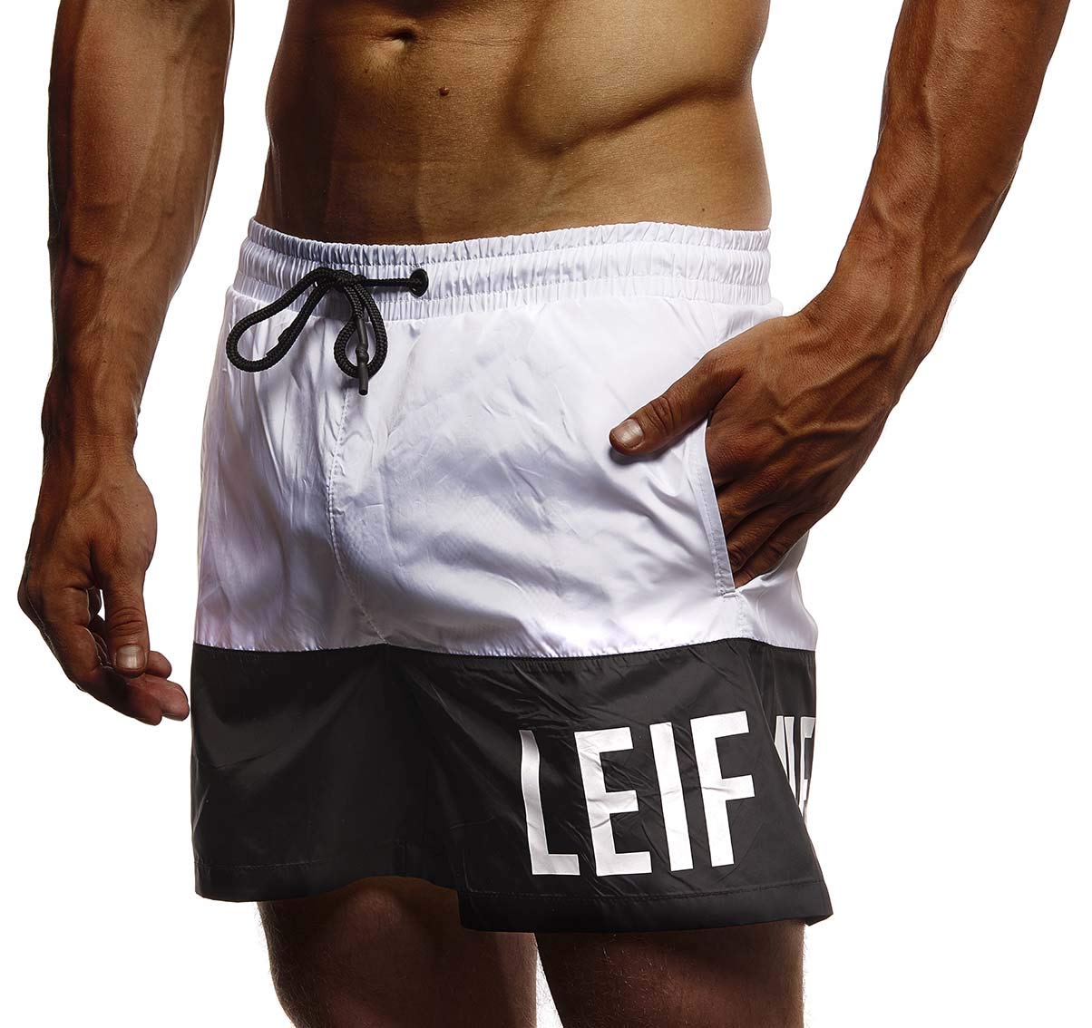 Leif Nelson Herren Badeshorts mit Kordelzug – Schnell trocknende Badehose mit Taschen – Sportliche Schwimmshorts für Strand, Pool & Freizeit