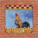 Vintage Metal Sign Plaque Red Buffalo Plaid Check Farm Animals Chicken Butterfly And Sunflowers Meta