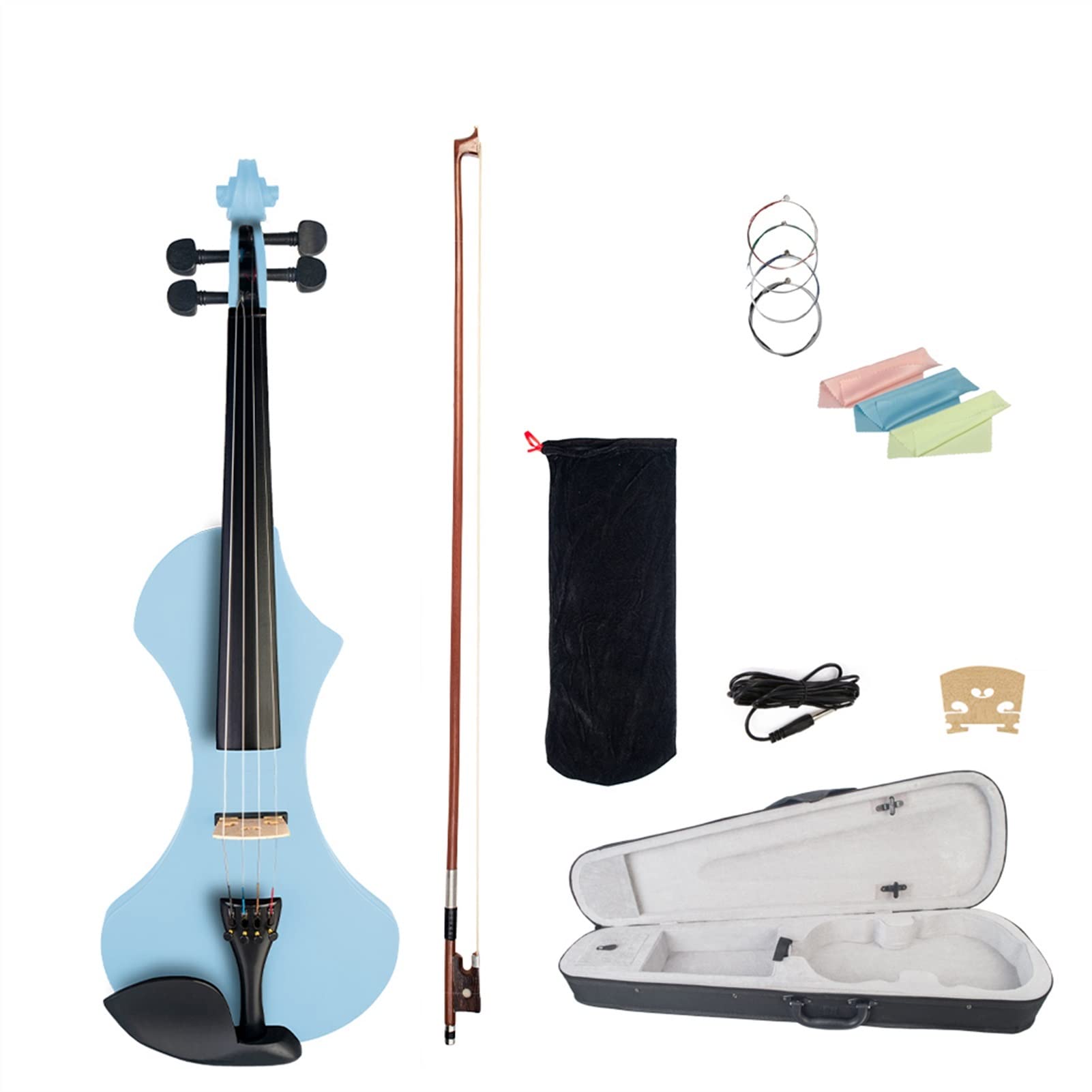 Violine Musikinstrumente Ausgewählte 4/4 Elektrische Geigenset Solidwood Karosserie Mit Geigenbogen+Fall+Bag+Tuner+Geigenketten