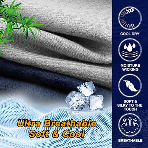 Mens underwear Upgrade bamboo boxer briefs Breathable,cool dry Soft with Fly,Super elasticity,Multipack4