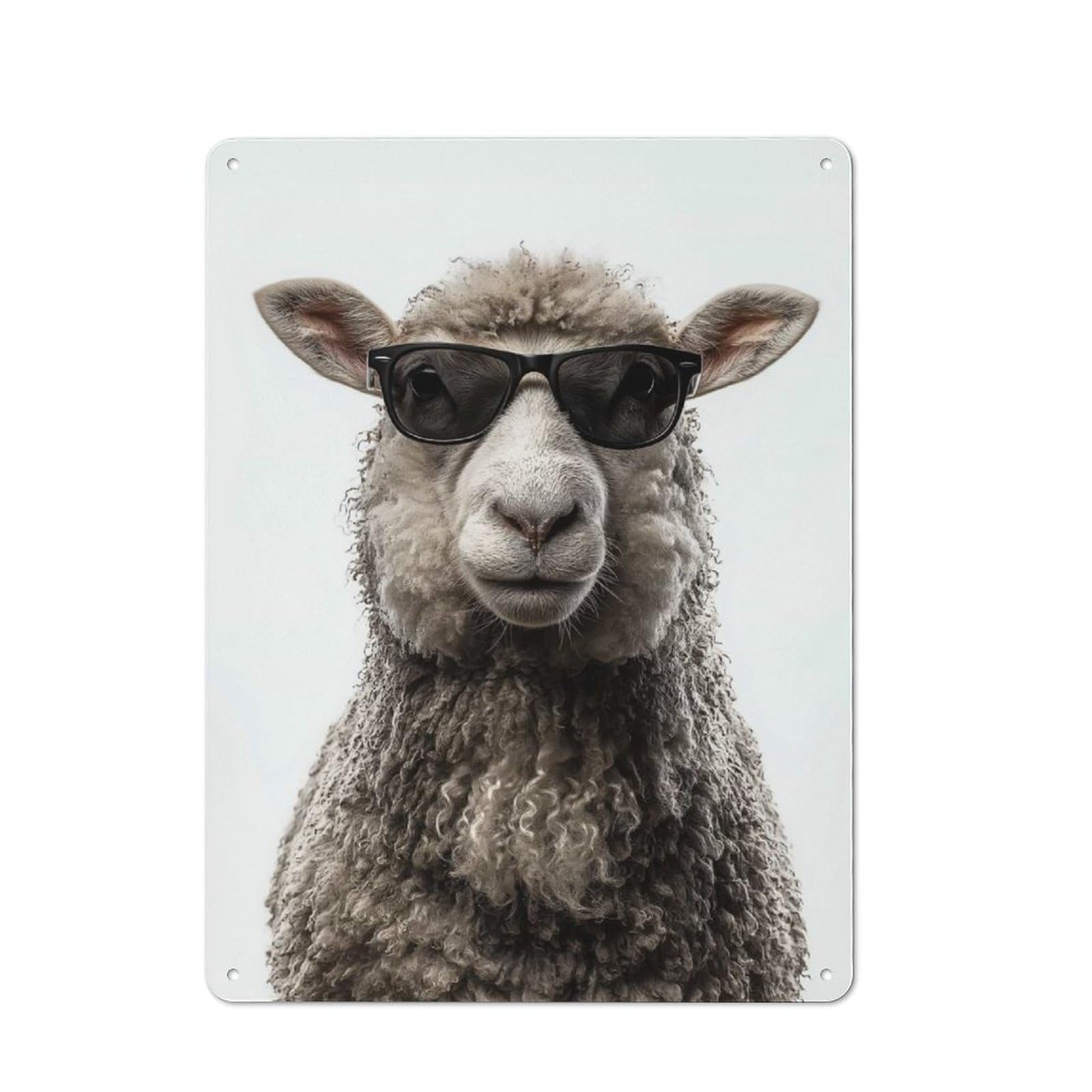 Junmoney Style-17 Country Metal Sign With Cool Sheep With Sunglasses Portrait Design 40X30cm, Barn Style Rustic Kitchen Decor For Farmhouse Kitchen, Pantry Or Dining Area