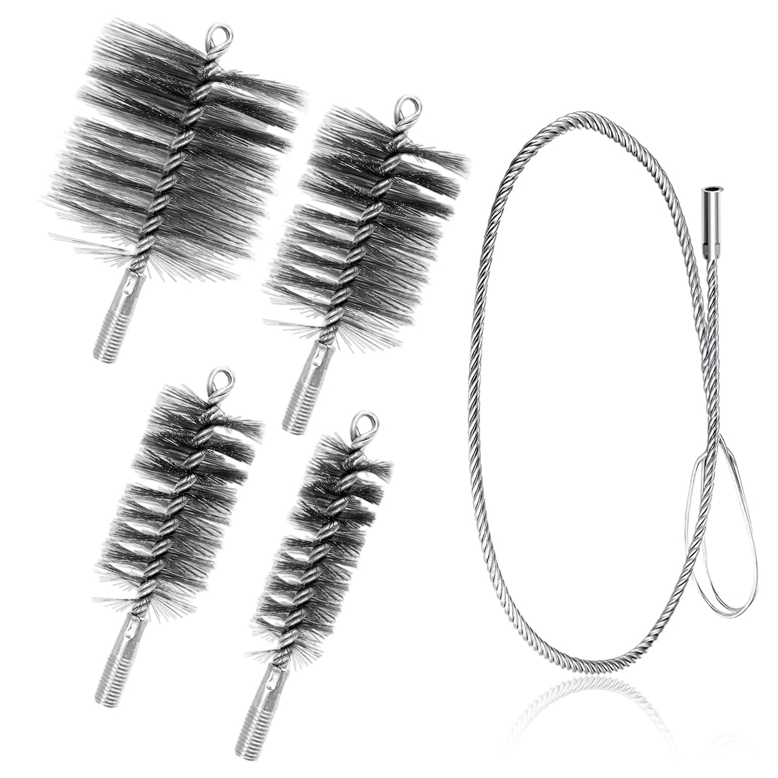 Set Da 5 Spazzole Per Tubo Stufa, Spazzola Spazzacamino, Spazzola Camino, Scopa Camino, Spazzola Caldaia Con 30 50 80 150 Mm, Per Pulizia Camino Stufa