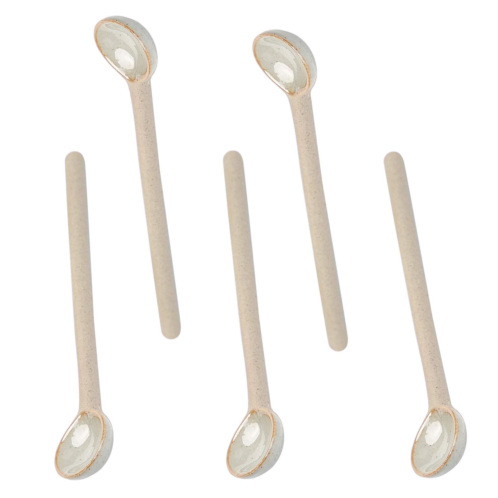 Łyżki do herbaty, łyżki deserowe, pięcioczęściowa ceramiczna łyżka do mieszania kawy z długą rączką Gotowanie w domu Łyżka żaroodporna Łyżka do lodów Łyżka deserowa Łyżka do arbuza Łyżki do zupy