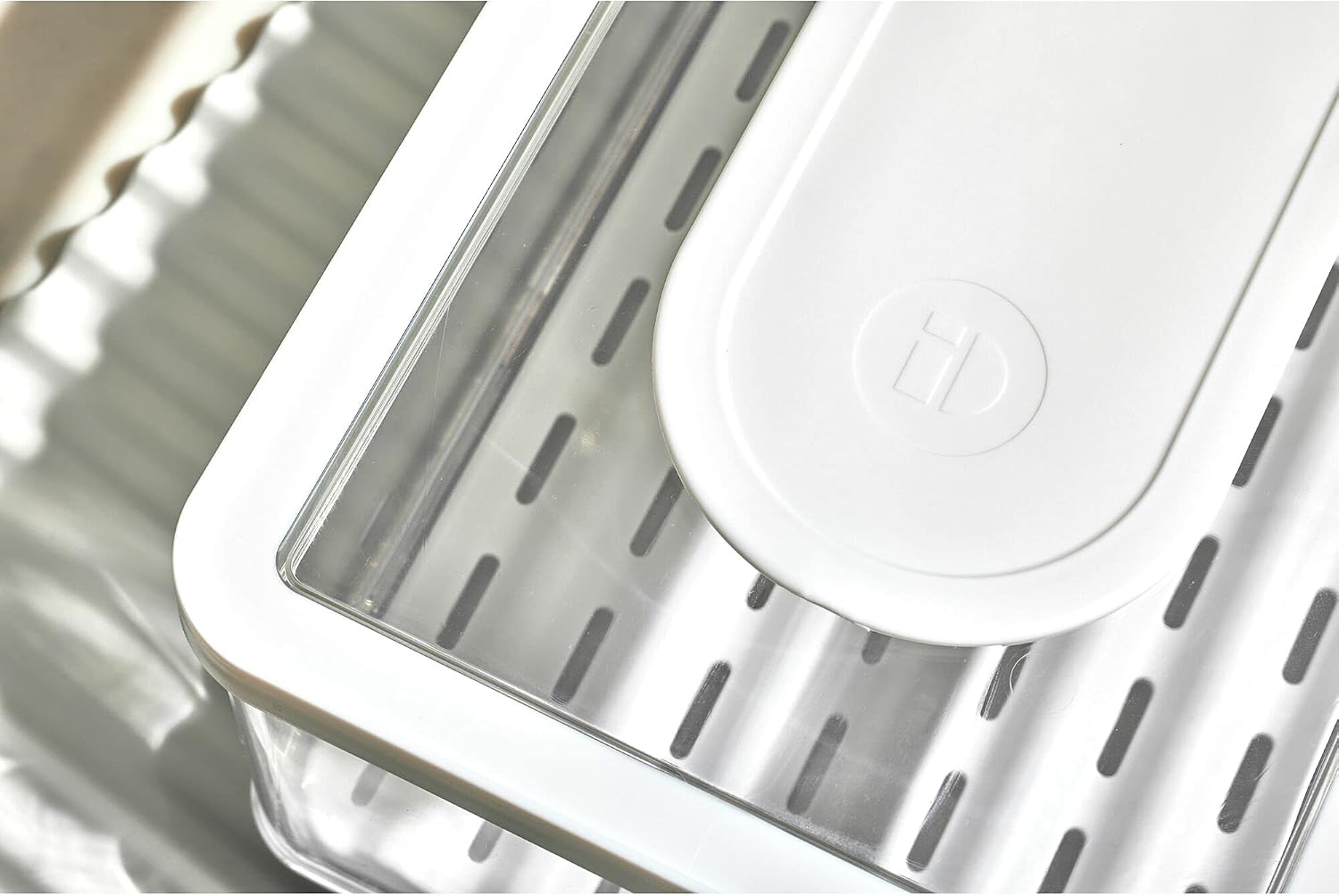 iDesign Large Fridge Produce Bin, Clear/White