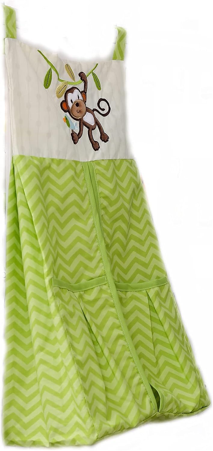 4 PCs Green Animal Safari Nursery Crib Bedding Set 1 Quilt 1 Fitted Sheet 1 Skirt 1 Diaper Storage Bag Baby Boy Cot Bedding Set