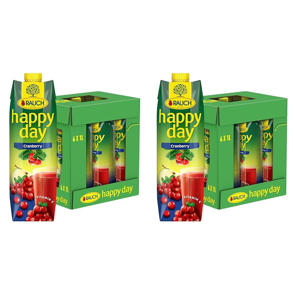Rauch Happy Day Cranberry | herb-trockener Geschmack |mit fruchtigem Apfel verfeinert | einzigartiges Aroma | 6x 1l Tetra Prisma (Packung mit 2)