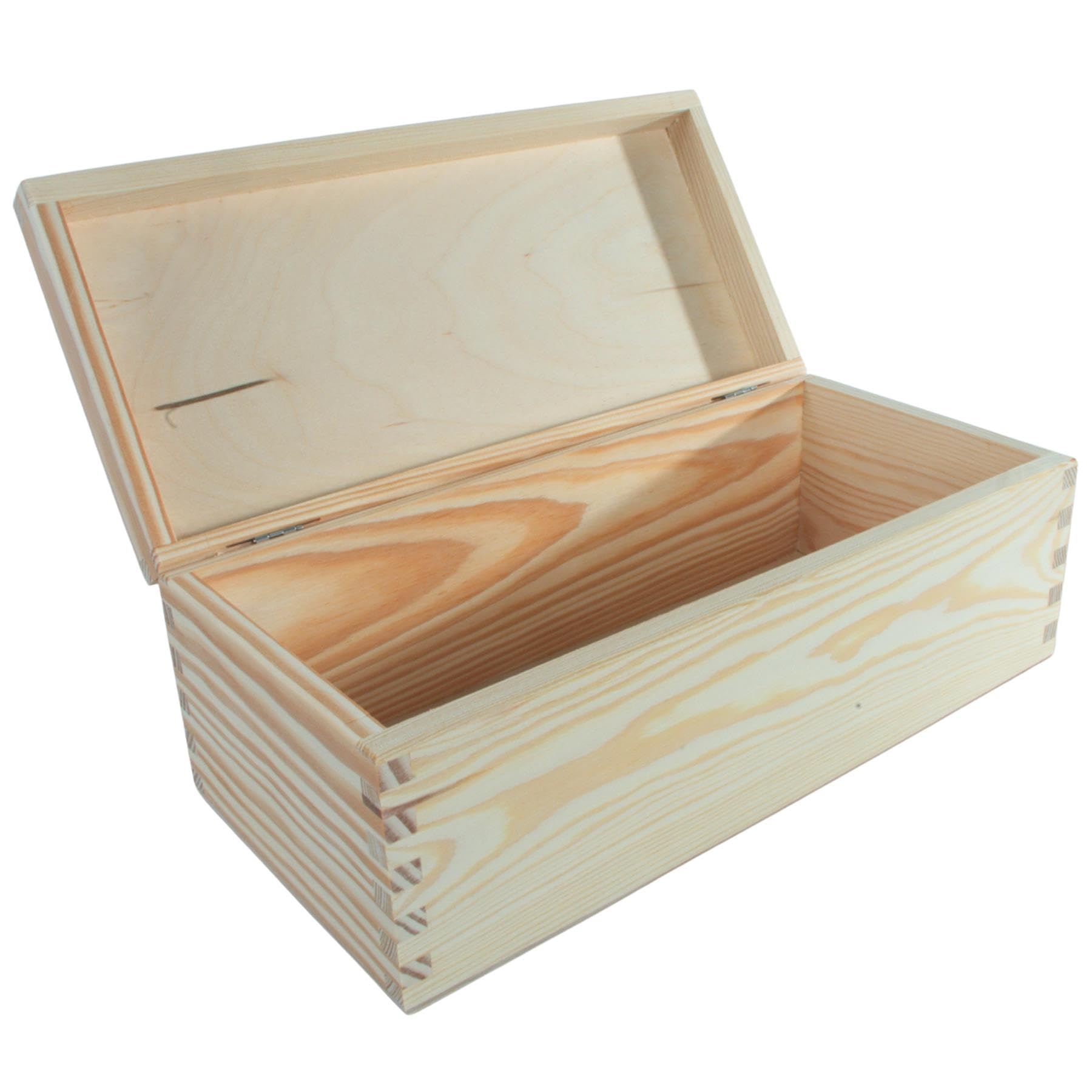 WooDeeDoo Wooden Oblong Rectangular Lidded Box | 30 x 14 x 10.5 cm | Valuables Memory Keepsake Storage Case | Unpainted & Untreated Plain Decorative Pinewood for Craft Decoupage