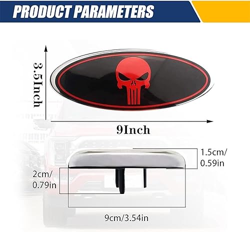 Miniatura 2 de UGSHY Paquete de 2 emblemas de rejilla delantera, etiqueta de cubierta de malla central, placa de identificación de emblema para puerta trasera,