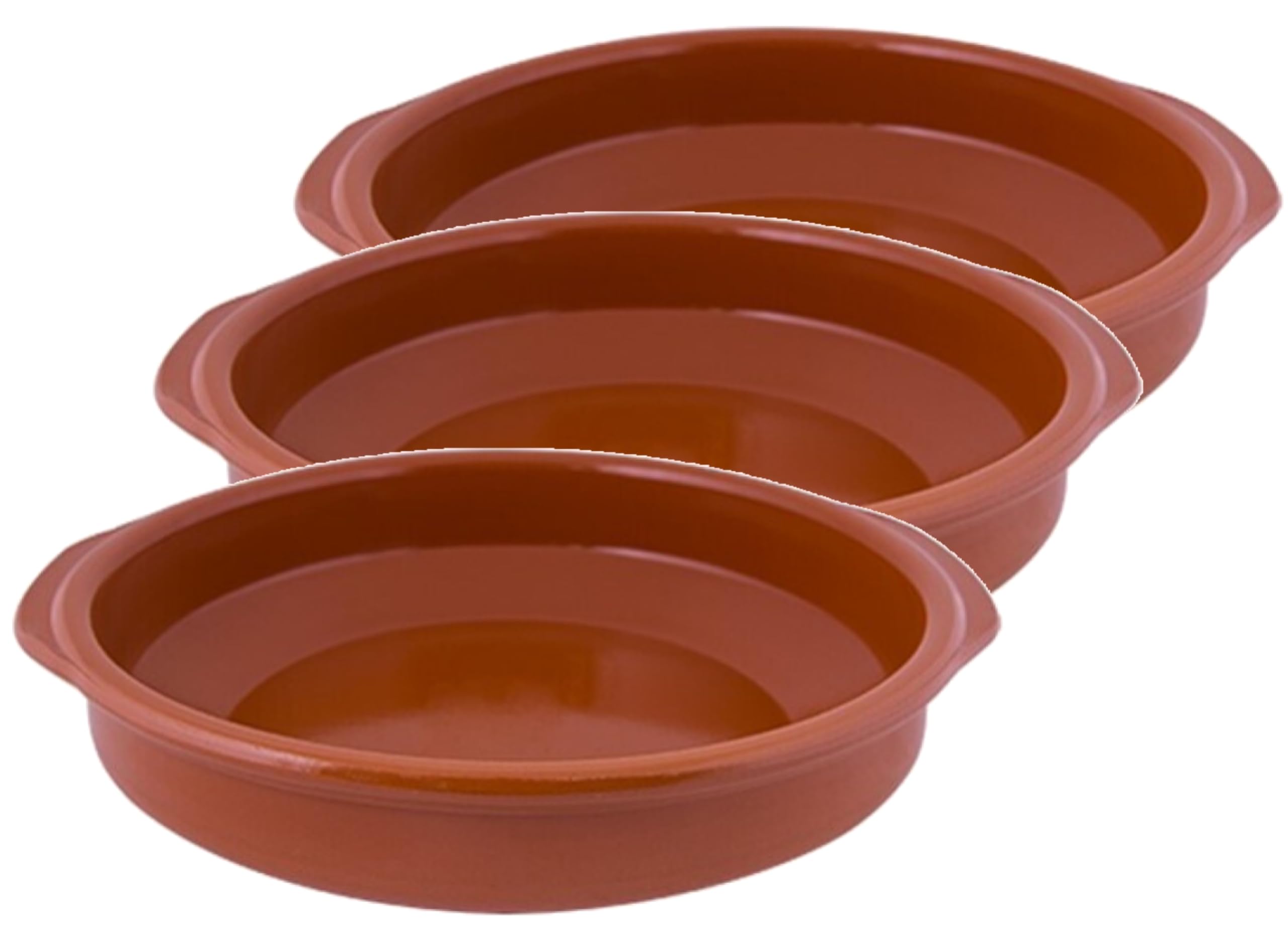 Genérico Lot de 6 assiettes en céramique 20 cm – Envoi 24h – Casseroles rustiques en terre cuite réfractaire, adaptées pour cuisinière à gaz et électrique, micro-ondes et four, couleur naturelle, bord