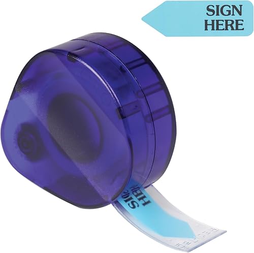 Redi-Tag 81034 Banderas con mensaje de flecha en dispensador, "Sign Here", color azul, 120 banderas por dispensador