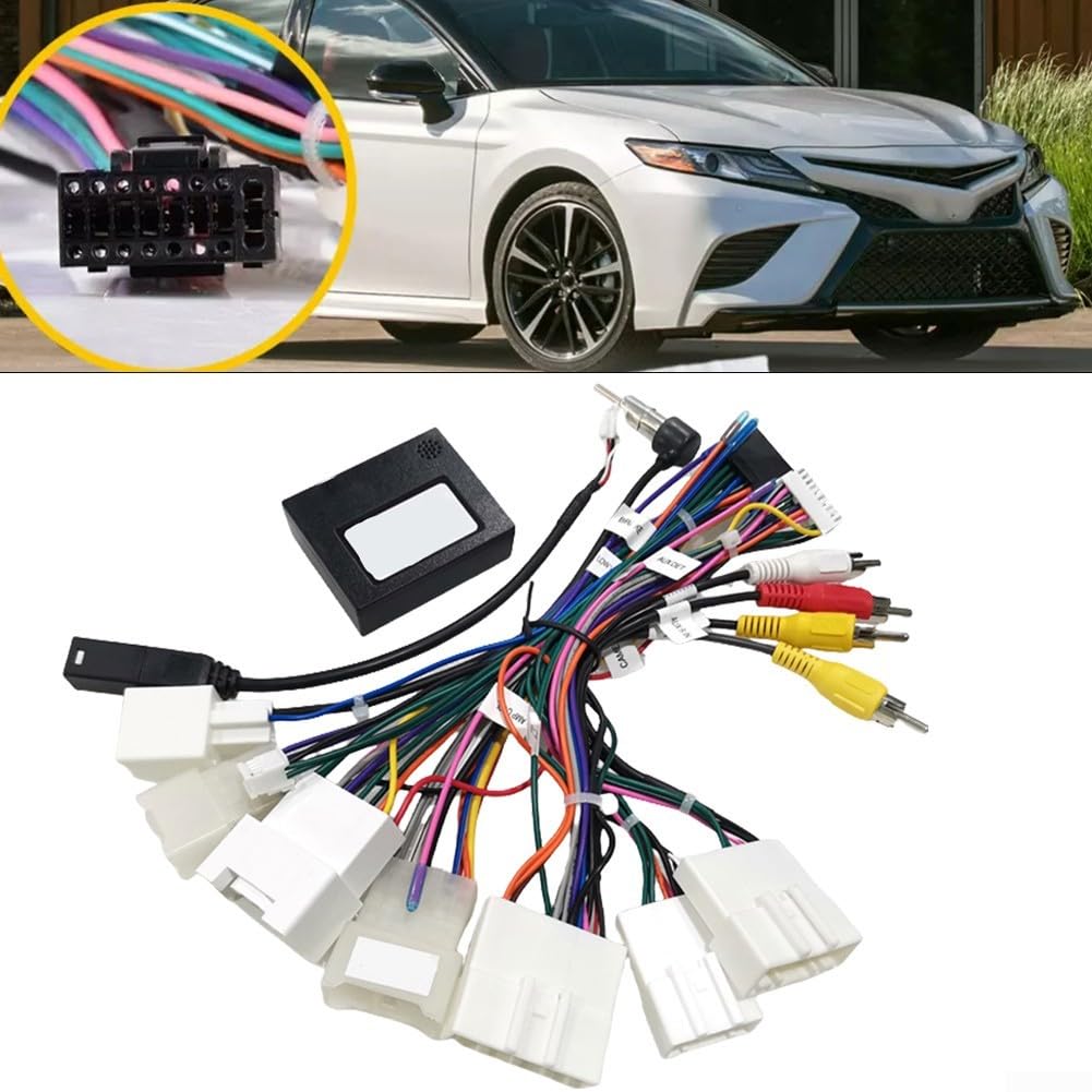 Arnés de cableado de navegación para Toyota All Series con caja de protocolo Canbus y adaptador de línea trasera, soporta integración de pantalla grande, cobre puro y plástico C