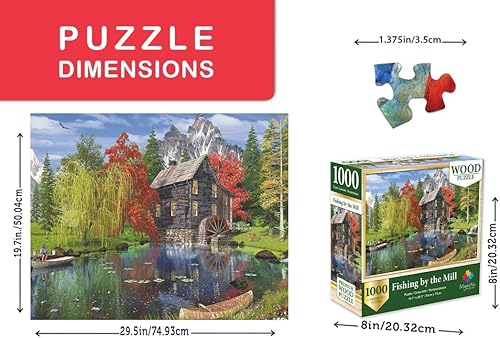 Miniatura 4 de Springbok Majestic - Rompecabezas de madera de 1000 piezas de pesca por The Mill